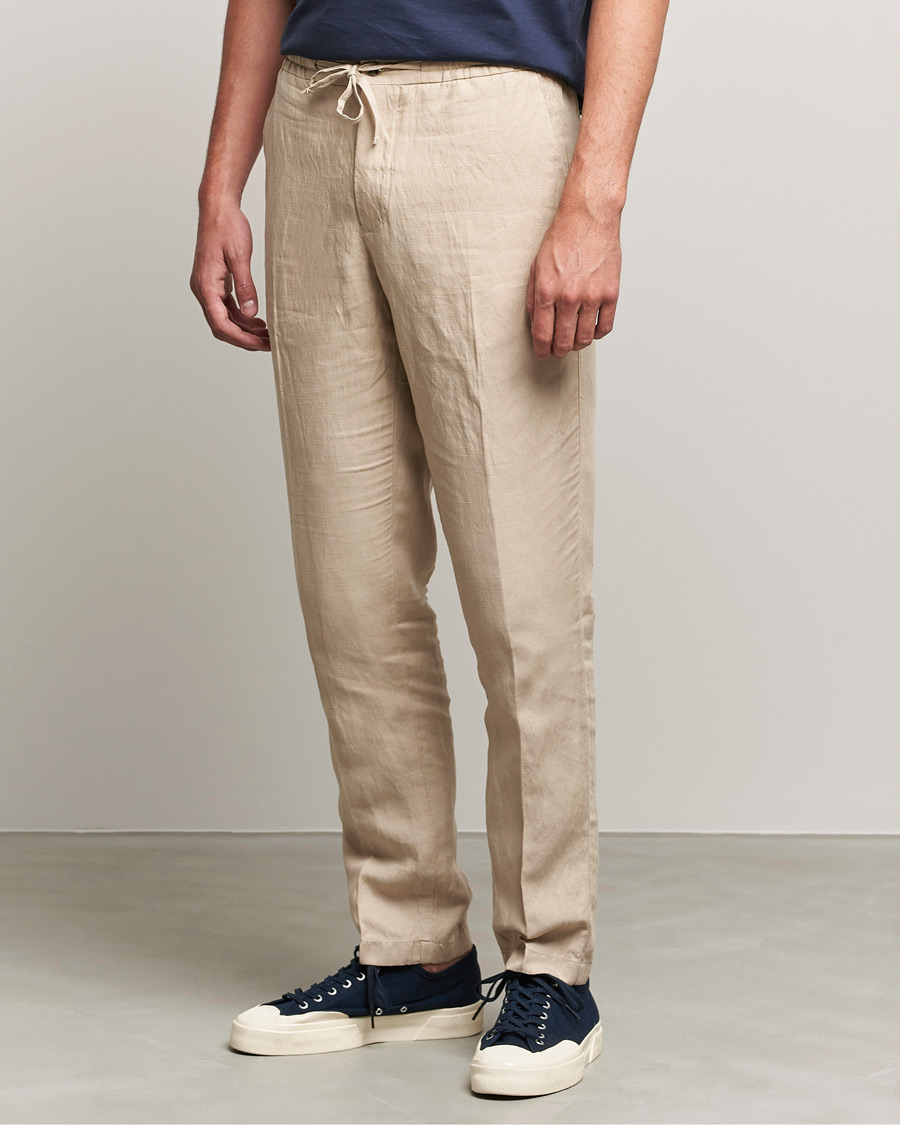 Herre | Bukser | J.Lindeberg | Sasha Drape Linen Drawstring Trousers Safari Beige