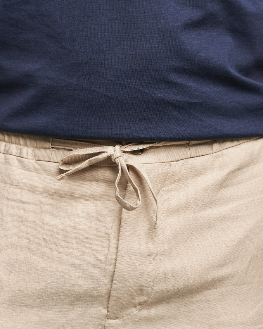 Herre | Bukser | J.Lindeberg | Sasha Drape Linen Drawstring Trousers Safari Beige
