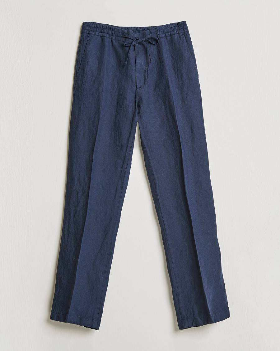 Herre | Bukser | J.Lindeberg | Sasha Drape Linen Drawstring Trousers Navy