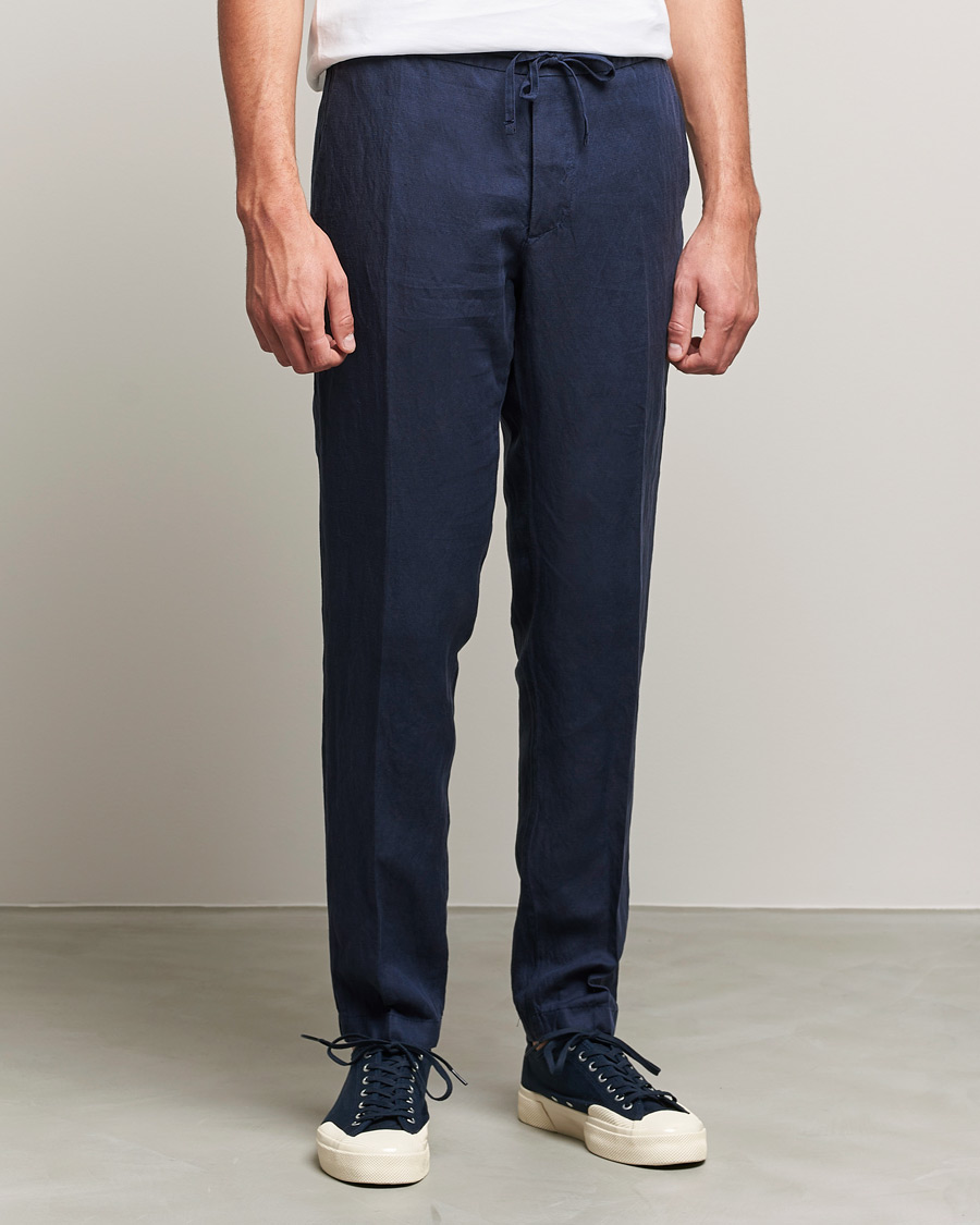 Herre | Bukser | J.Lindeberg | Sasha Drape Linen Drawstring Trousers Navy