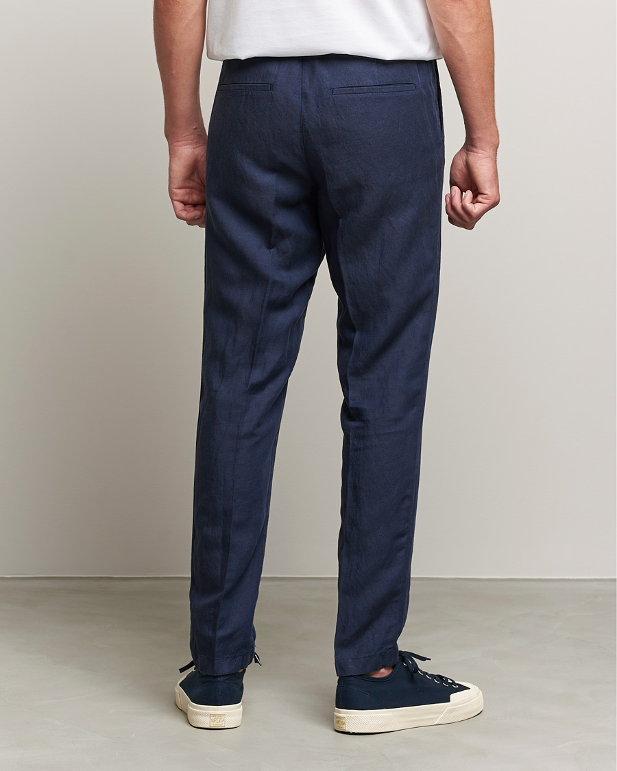 Herre | Bukser | J.Lindeberg | Sasha Drape Linen Drawstring Trousers Navy