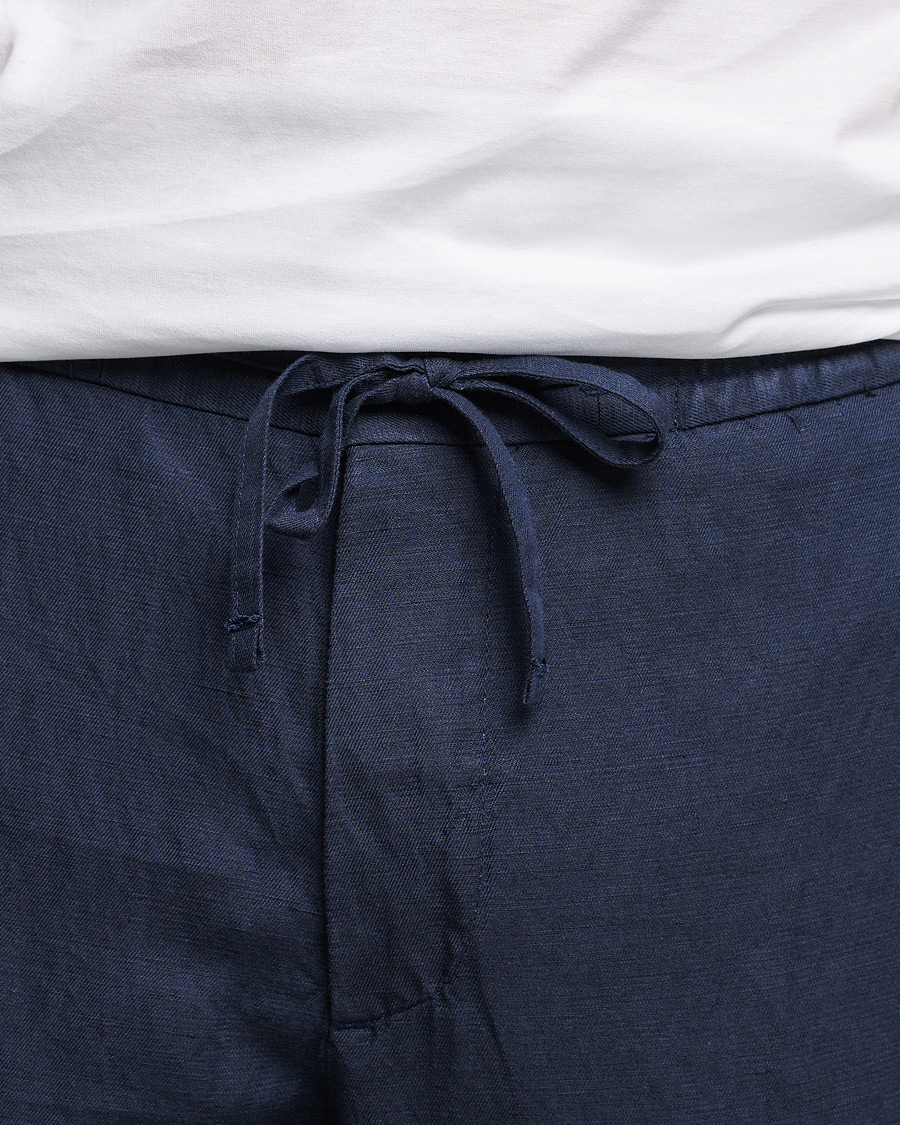 Herre | Bukser | J.Lindeberg | Sasha Drape Linen Drawstring Trousers Navy