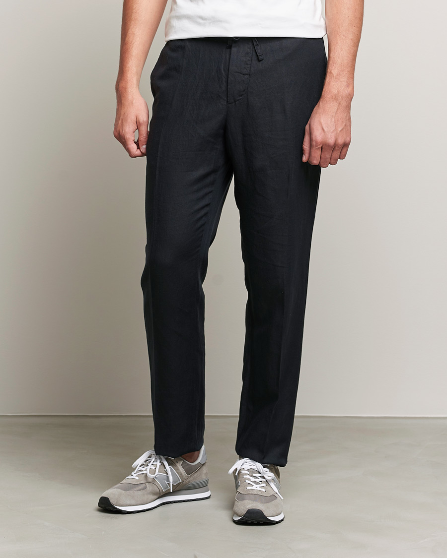 Herre | Bukser | J.Lindeberg | Sasha Drape Linen Drawstring Trousers Black