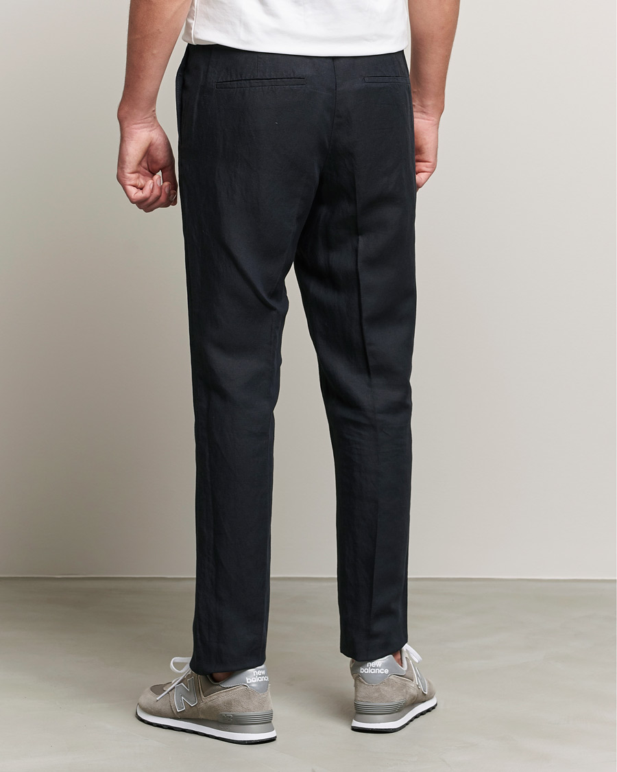 Herre | Bukser | J.Lindeberg | Sasha Drape Linen Drawstring Trousers Black