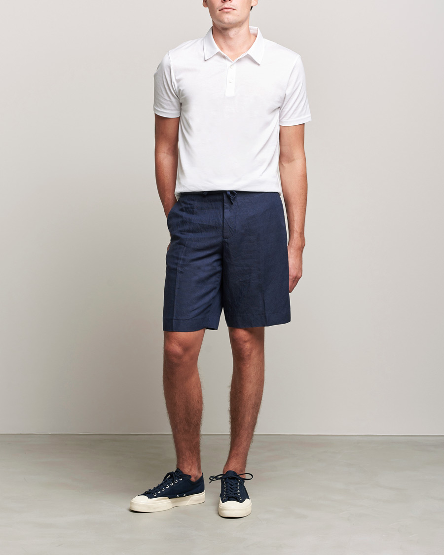 Herre | Shorts | J.Lindeberg | Sasha Drape Linen Drawstring Shorts Navy