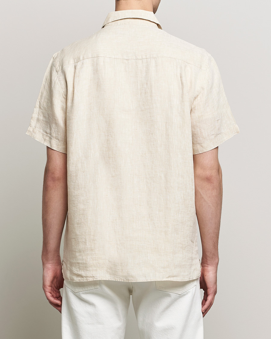 Herre | Skjorter | J.Lindeberg | Linen Melange Short Sleeve Shirt Safari Beige