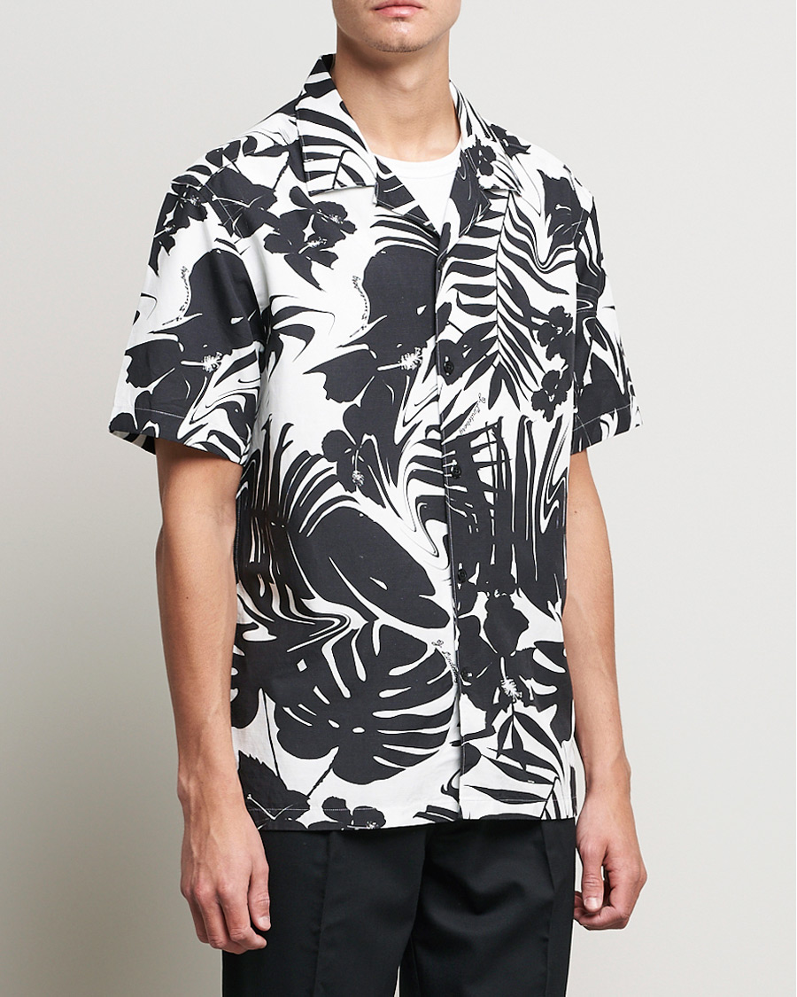 Herre | Skjorter | J.Lindeberg | Elio Hibiscus Print Short Sleeve Shirt White/Black