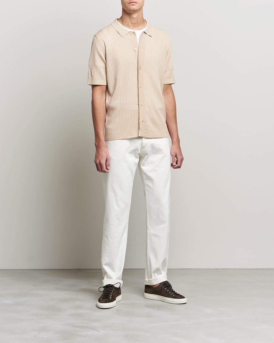 Herre | Skjorter | J.Lindeberg | Skyler Rayon Silk Knit Shirt Safari Beige