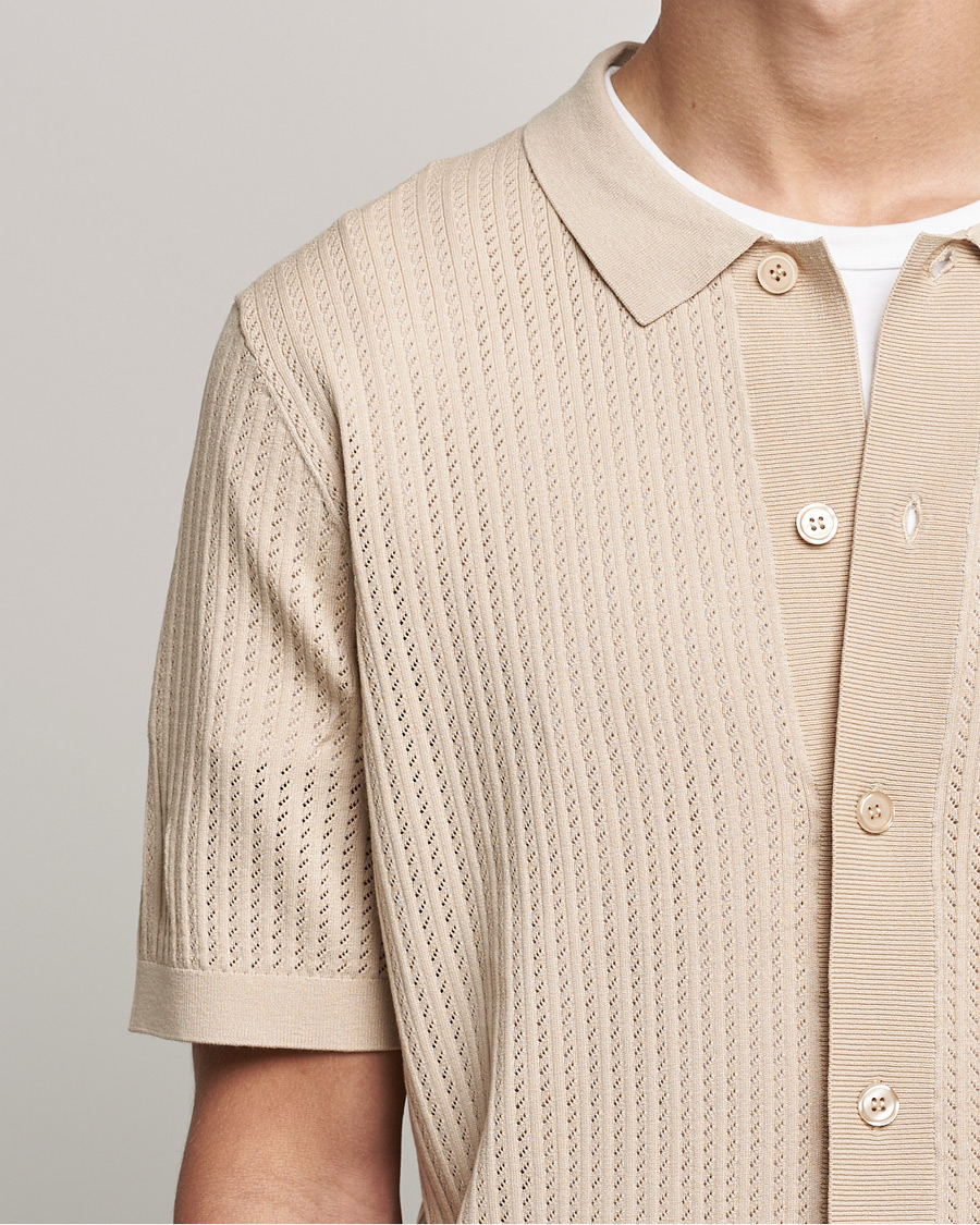 Herre | Skjorter | J.Lindeberg | Skyler Rayon Silk Knit Shirt Safari Beige