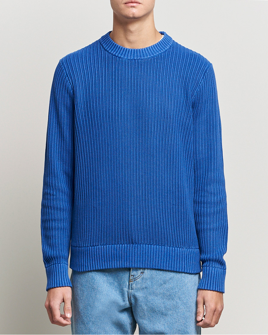 Herre | Gensere | J.Lindeberg | Coy Summer Structure Organic Cotton Sweater Royal Blue