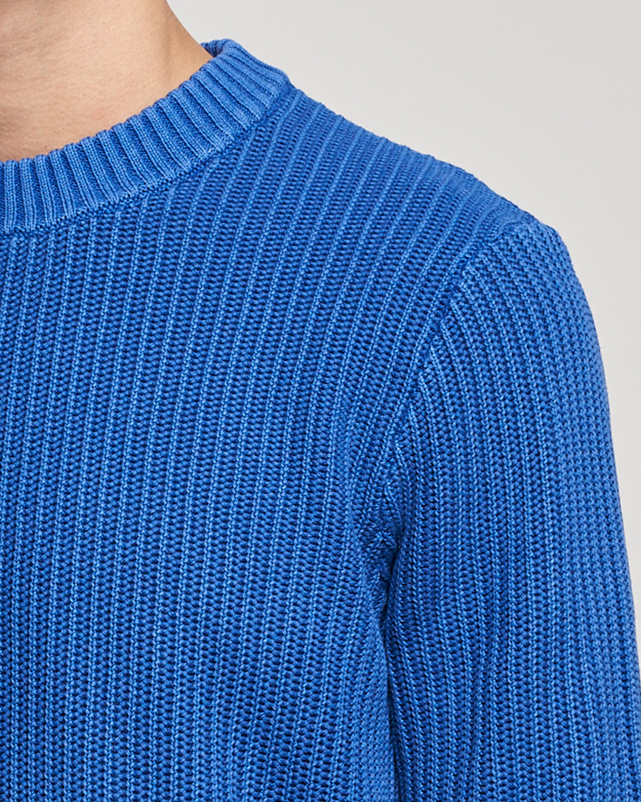 Herre | Gensere | J.Lindeberg | Coy Summer Structure Organic Cotton Sweater Royal Blue