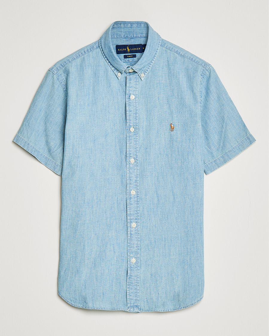 Herre | Skjorter | Polo Ralph Lauren | Slim Fit Short Sleeve Chambray Shirt Light Indigo