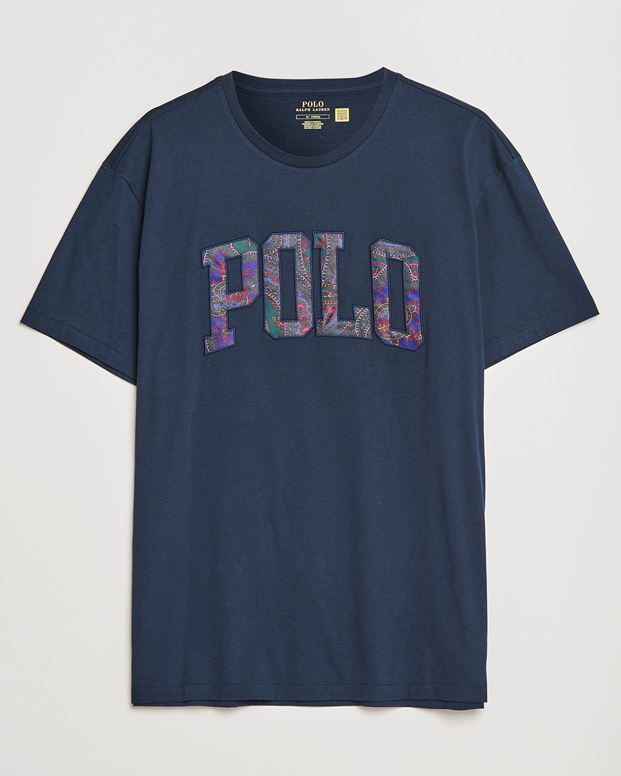 Herre | T-Shirts | Polo Ralph Lauren | Paisley Retro Logo Crew Neck Tee Aviator Navy