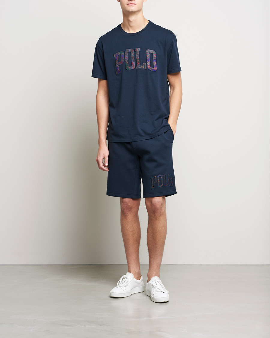 Herre | T-Shirts | Polo Ralph Lauren | Paisley Retro Logo Crew Neck Tee Aviator Navy