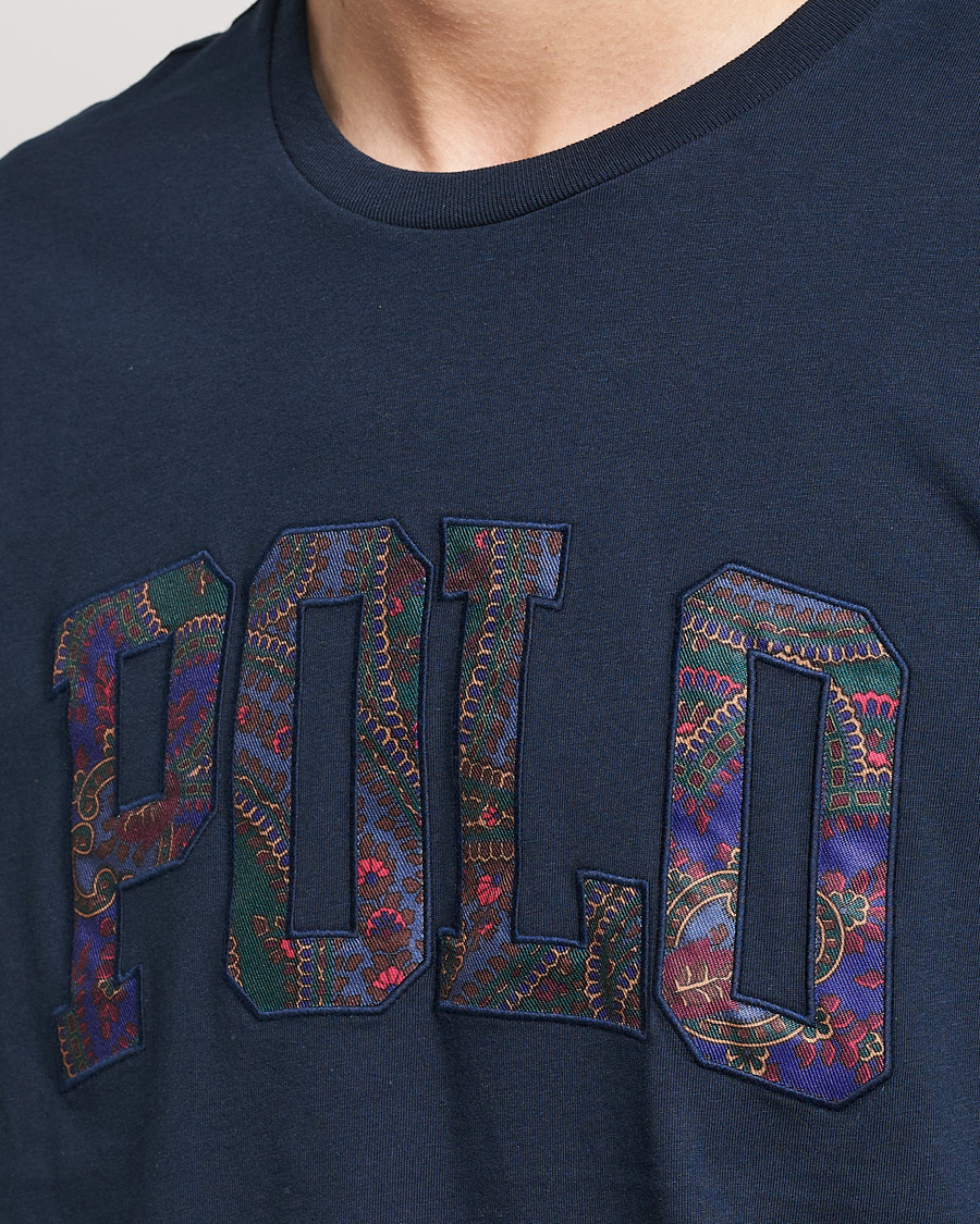 Herre | T-Shirts | Polo Ralph Lauren | Paisley Retro Logo Crew Neck Tee Aviator Navy