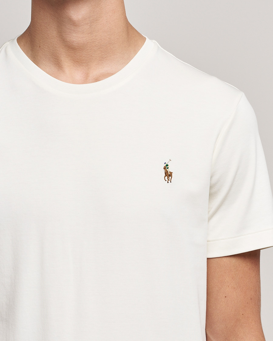 Herre | T-Shirts | Polo Ralph Lauren | Luxury Pima Cotton Crew Neck T-Shirt Clubhouse Cream