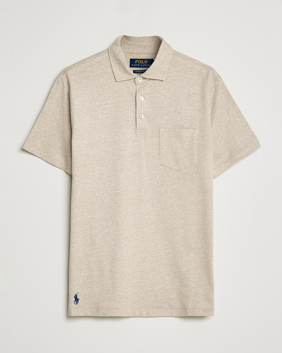 Herre | Pikéer | Polo Ralph Lauren | Custom Slim Fit Cotton/Linen Polo Tan Heather