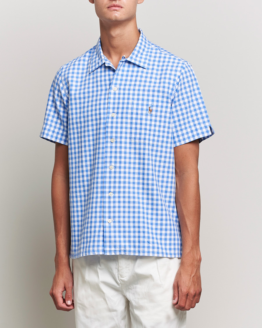 Herre |  | Polo Ralph Lauren | Short Sleeve Resort Collar Checked Shirt Blue/White