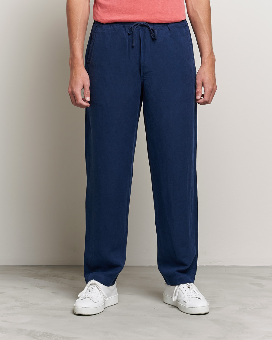 Herre | Bukser | Polo Ralph Lauren | Linen/Silk Drawstring Trousers Newport Navy