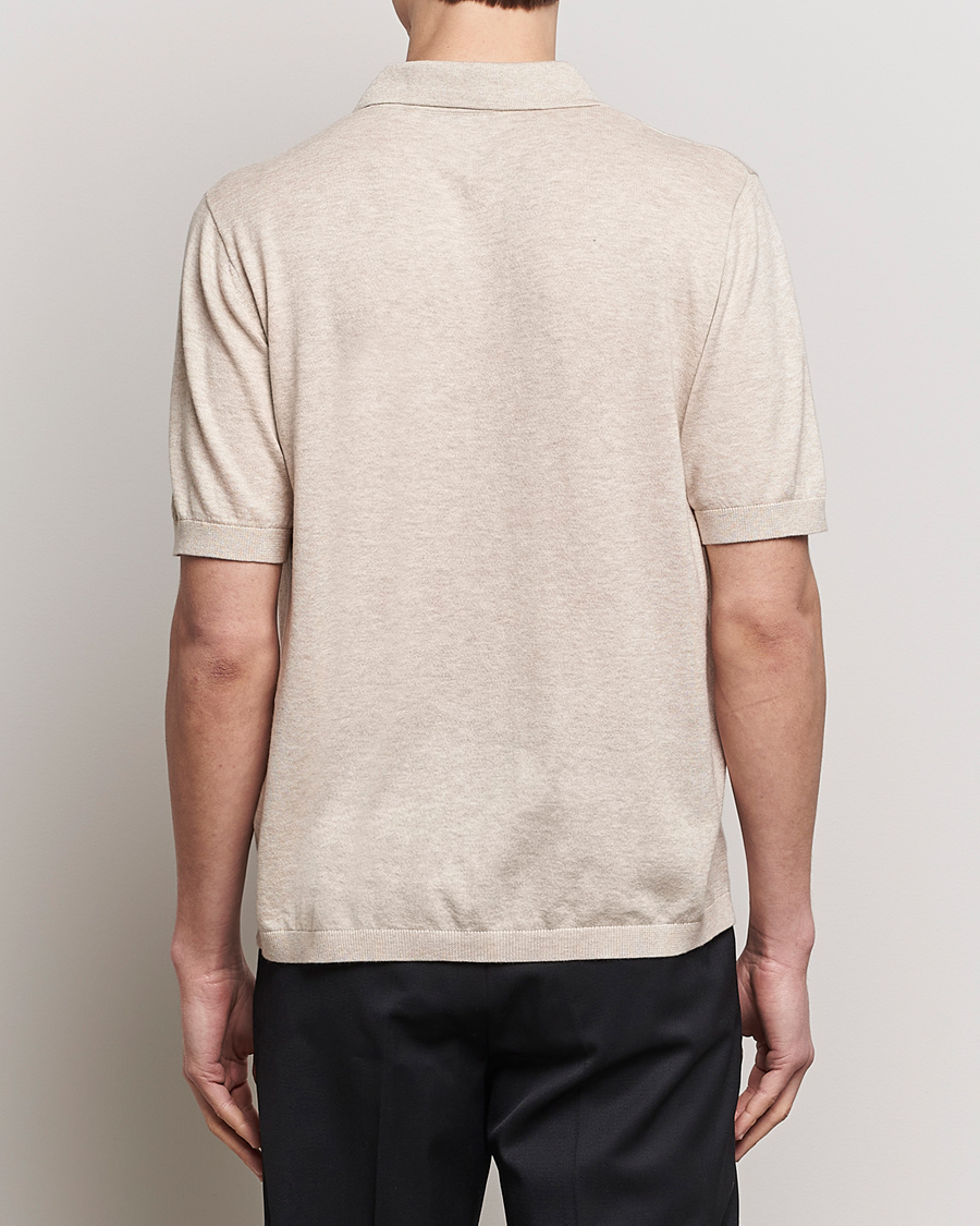 Herre | Pikéer | A Day's March | Ebro Cotton/Merino Open Collar Polo Sand
