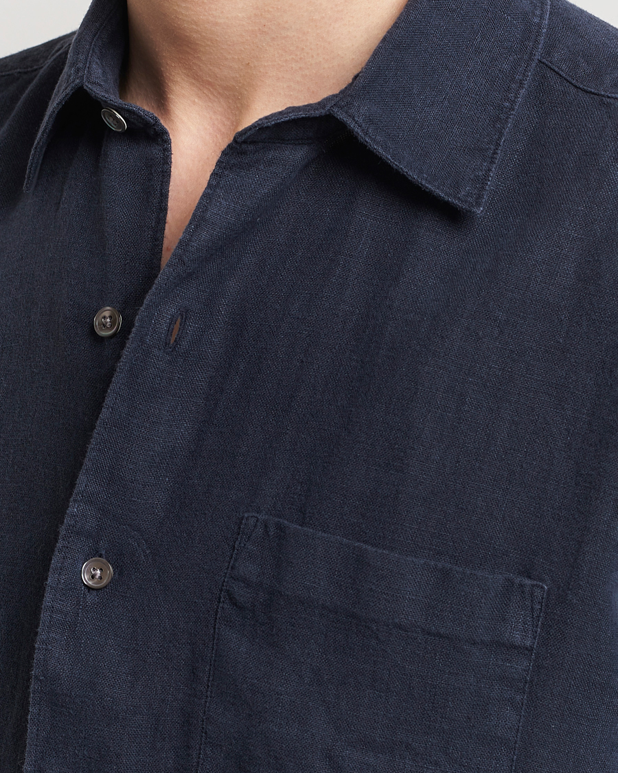 Herre | Skjorter | A Day's March | Abu Linen Shirt Dark Navy