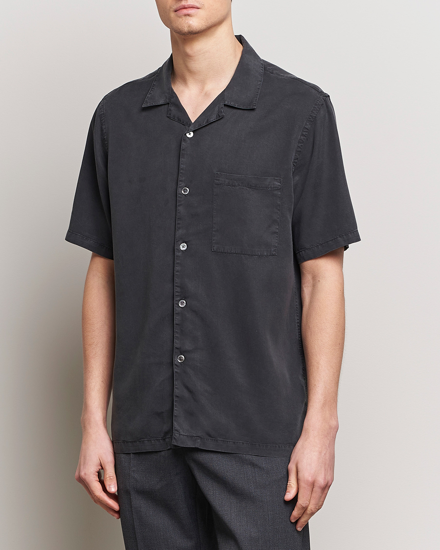 Herre | Kortermede skjorter | A Day\'s March | Yamu Lyocell Shirt Off Black