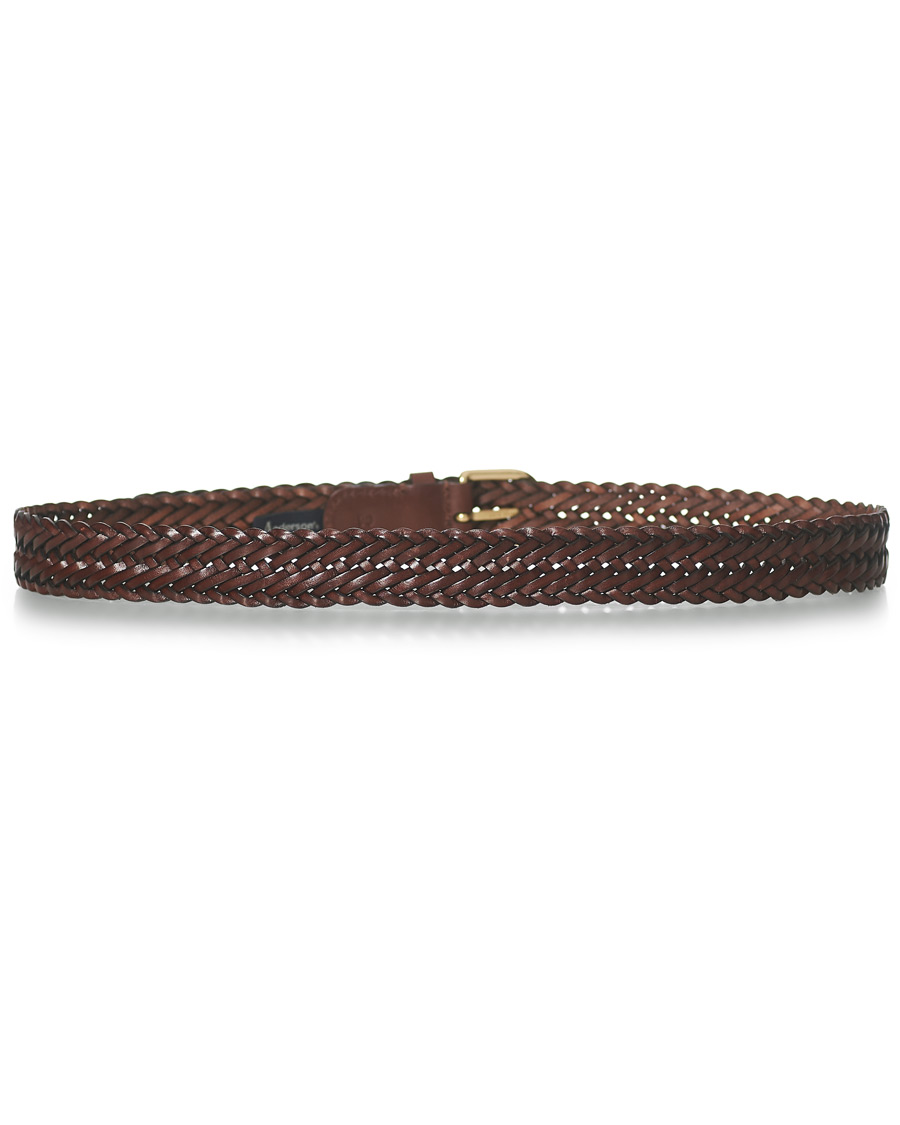 Herre | Anderson's Woven Leather Belt 3 cm Dark Brown | Anderson's | Woven Leather Belt 3 cm Dark Brown