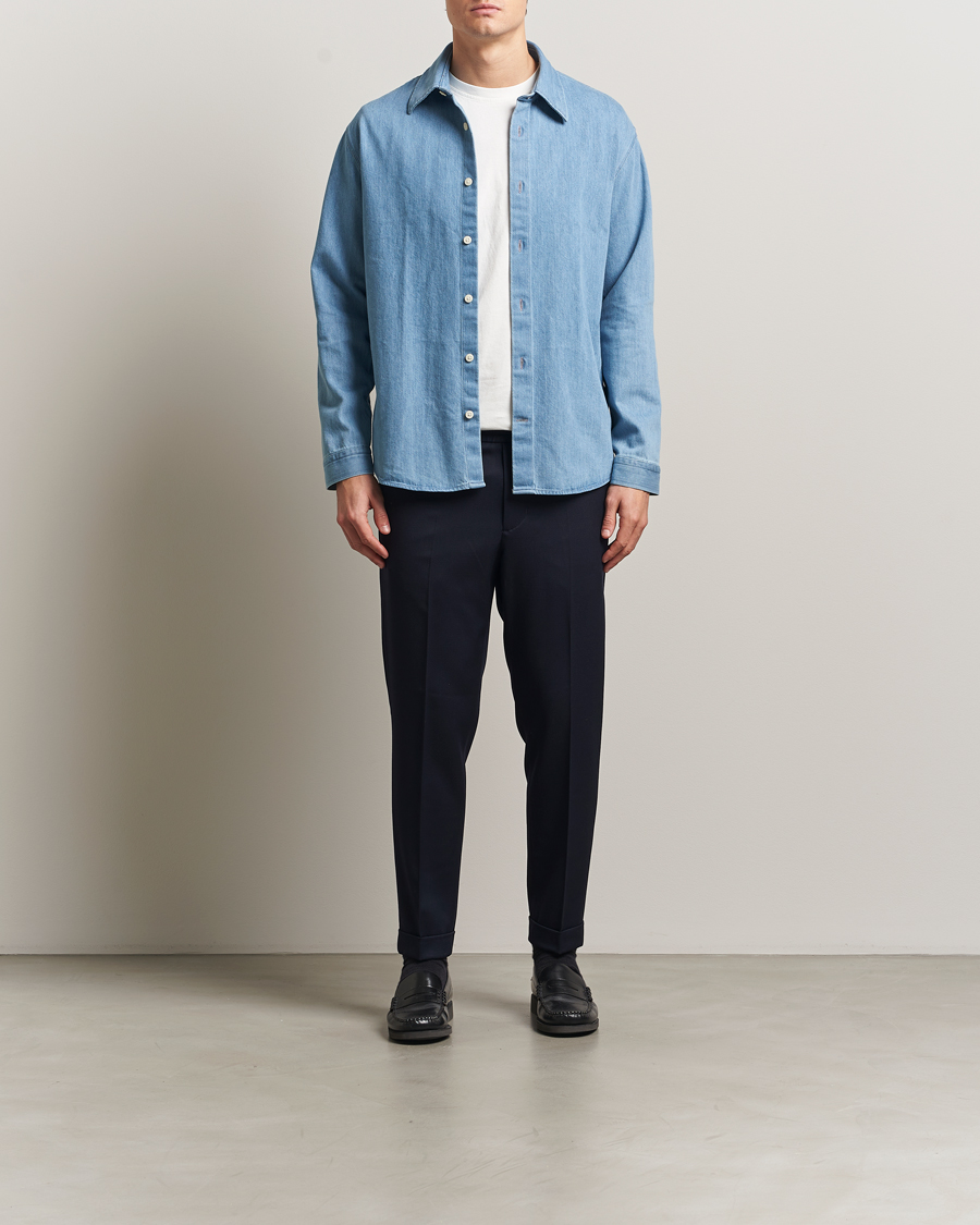 Herre | Bukser | Filippa K | Terry Gabardine Cropped Turn Up Trousers Navy
