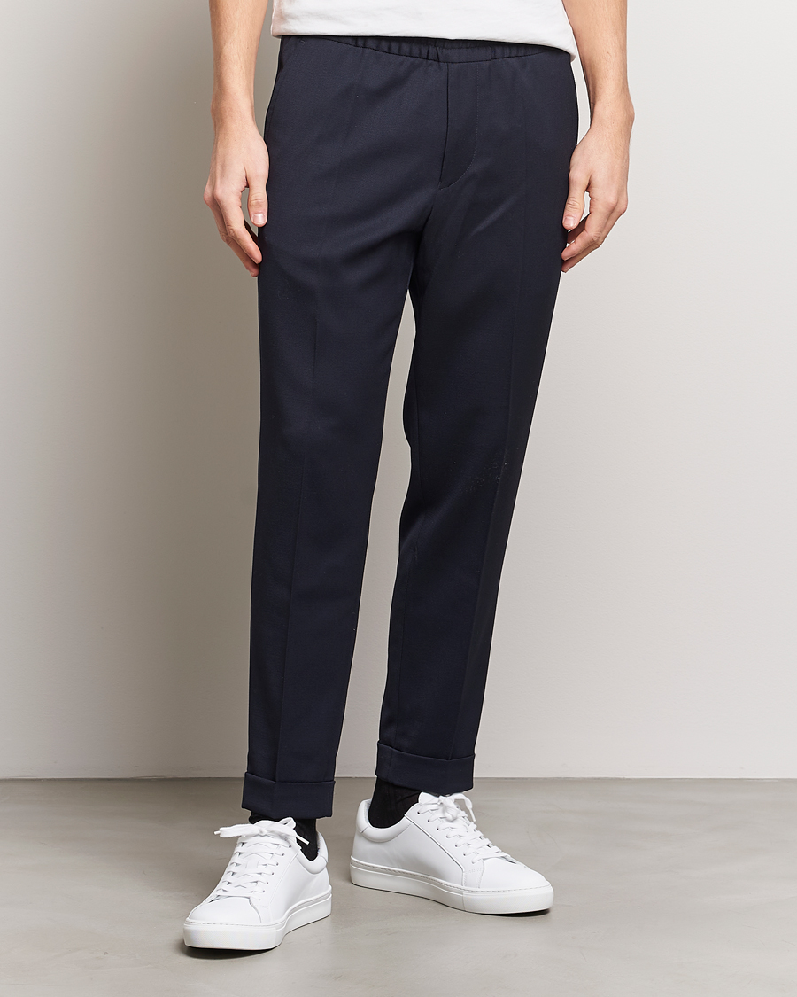 Herre | Bukser | Filippa K | Terry Gabardine Cropped Turn Up Trousers  Navy