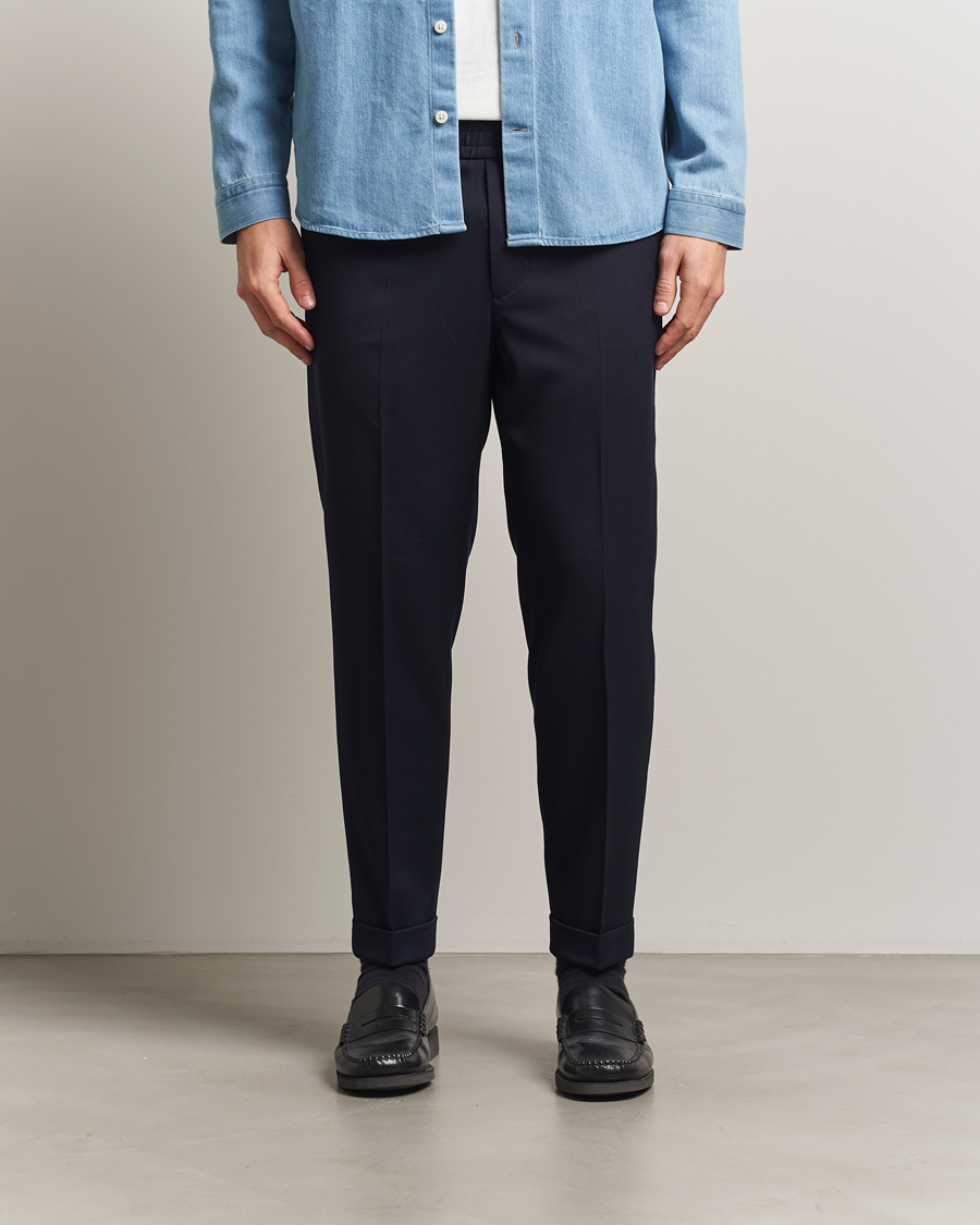 Herre | Bukser | Filippa K | Terry Gabardine Cropped Turn Up Trousers Navy