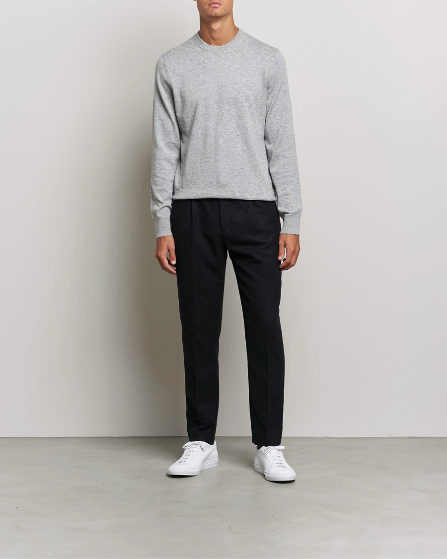 Herre | Gensere | Filippa K | Cotton Merino Basic Sweater Light Grey Melange