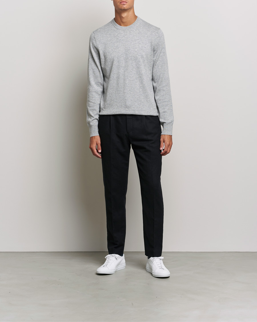 Herre | Gensere | Filippa K | Cotton Merino Basic Sweater Light Grey Melange