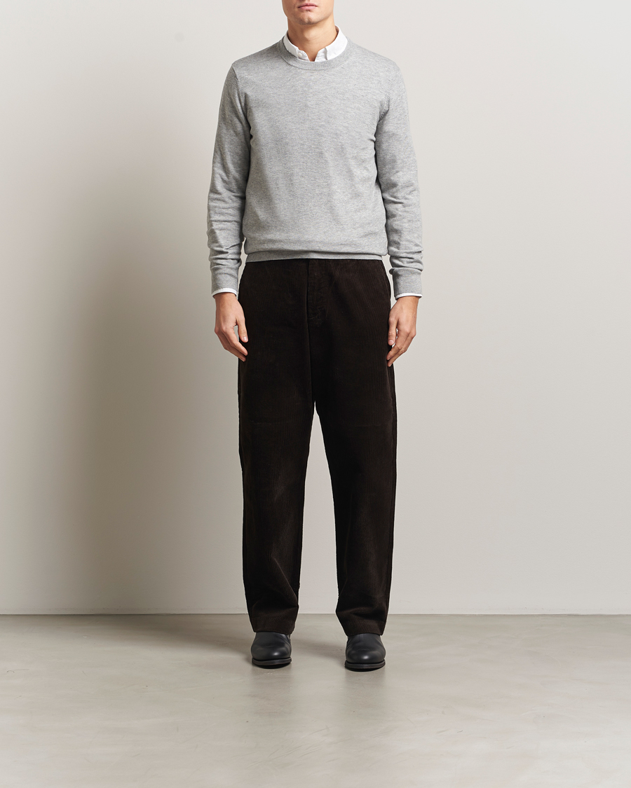 Herre | Gensere | Filippa K | Cotton Merino Basic Sweater Light Grey Melange