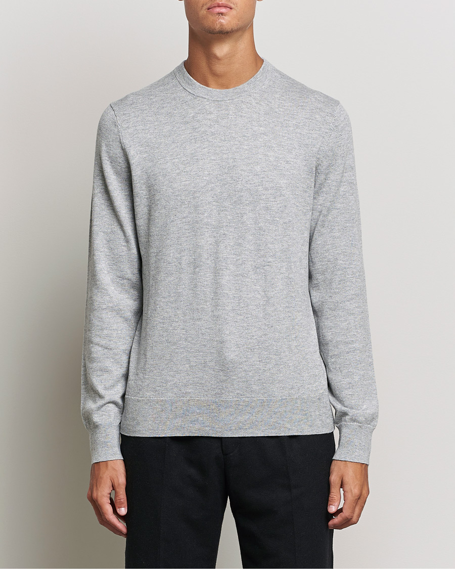 Herre | Gensere | Filippa K | Cotton Merino Basic Sweater Light Grey Melange