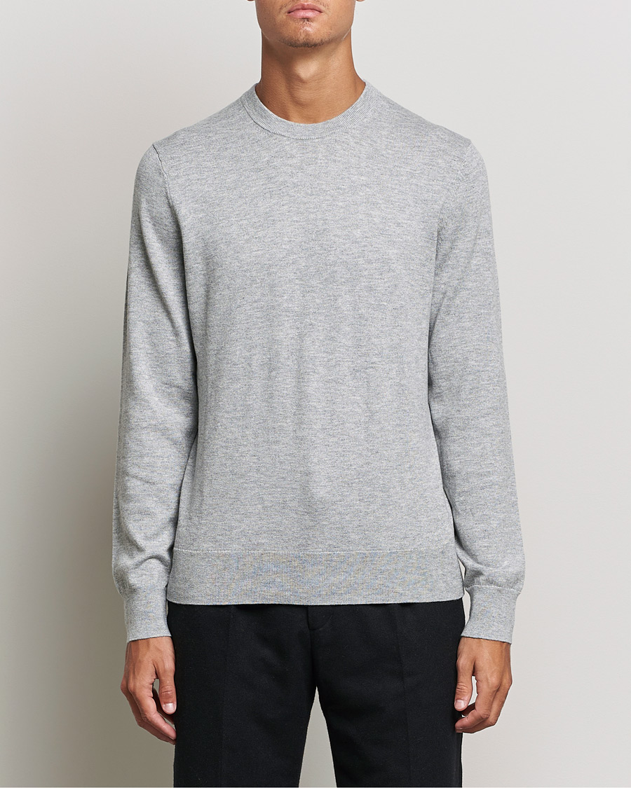 Herre |  | Filippa K | Cotton Merino Basic Sweater Light Grey Melange