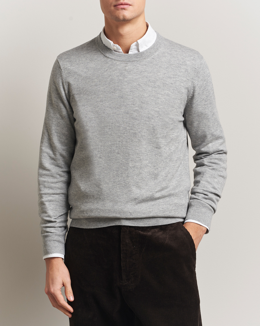 Herre | Gensere | Filippa K | Cotton Merino Basic Sweater Light Grey Melange