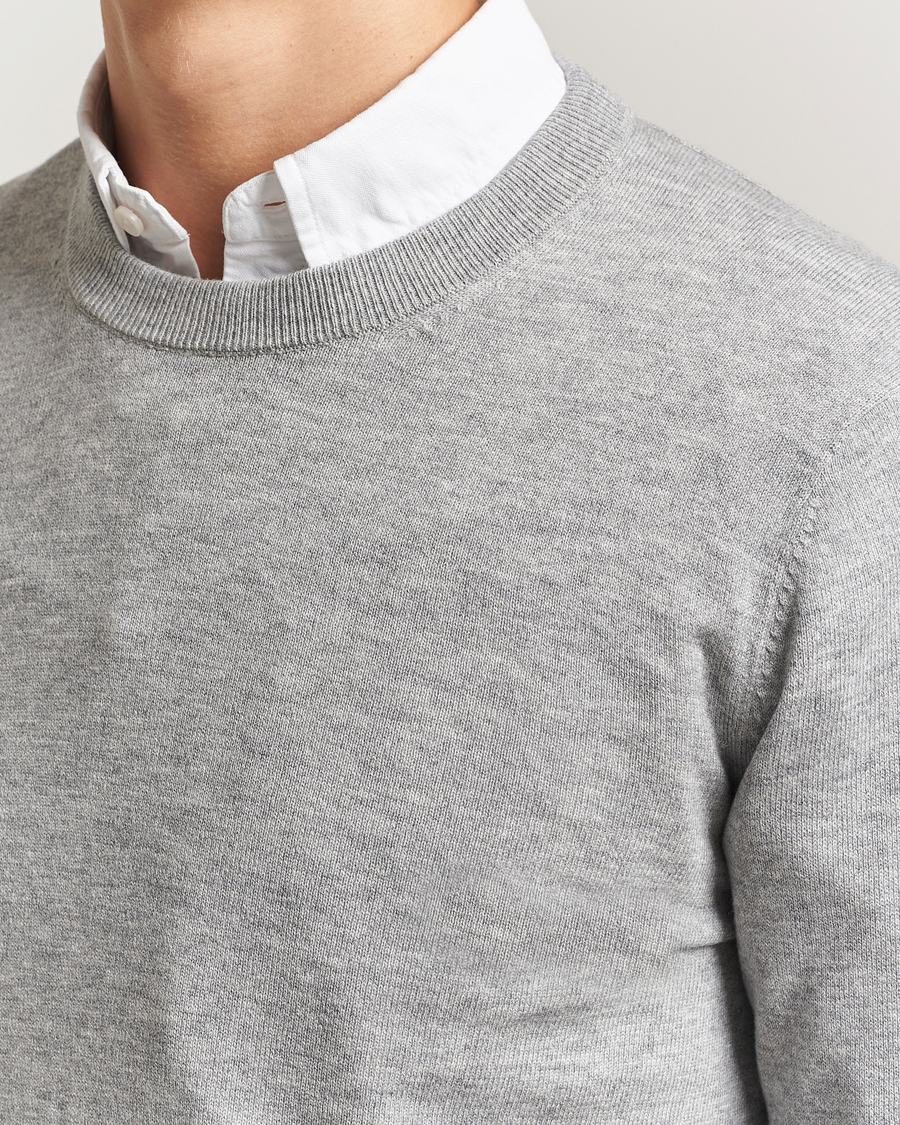 Herre | Gensere | Filippa K | Cotton Merino Basic Sweater Light Grey Melange