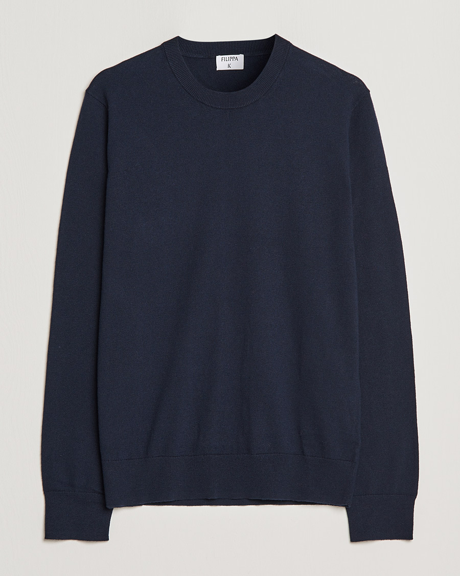 Herre | Gensere | Filippa K | Cotton Merino Basic Sweater Navy