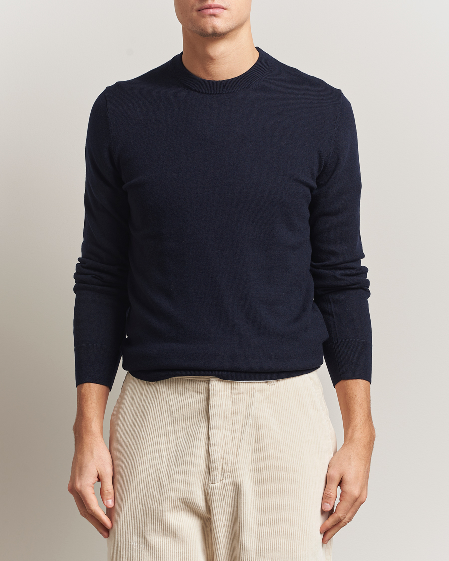 Herre | Gensere | Filippa K | Cotton Merino Basic Sweater Navy