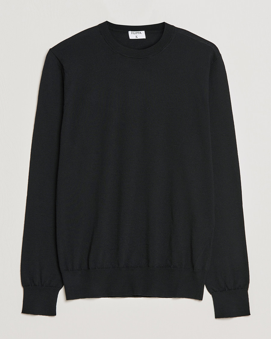 Herre | Gensere | Filippa K | Merino Round Neck Sweater Black