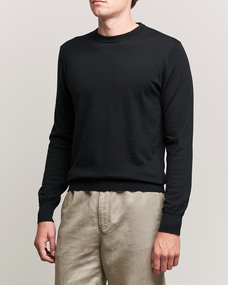 Herre | Pullovers rund hals | Filippa K | Merino Round Neck Sweater Black