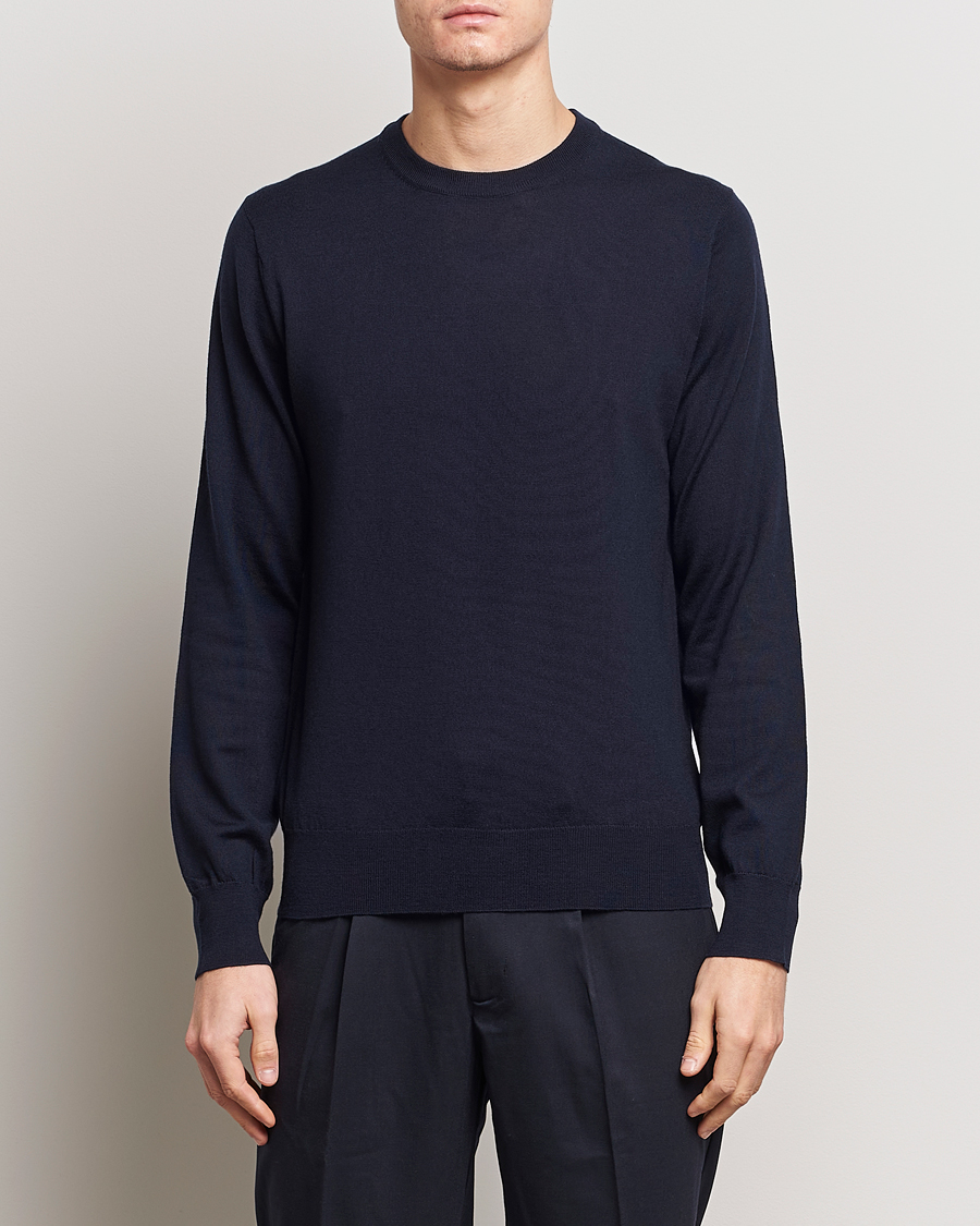 Herre | Pullovers rund hals | Filippa K | Merino Round Neck Sweater Navy