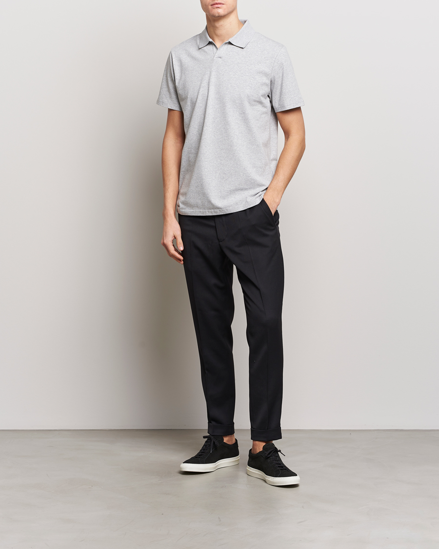 Herre | Pikéer | Filippa K | Soft Lycra Polo Tee Light Grey Melange