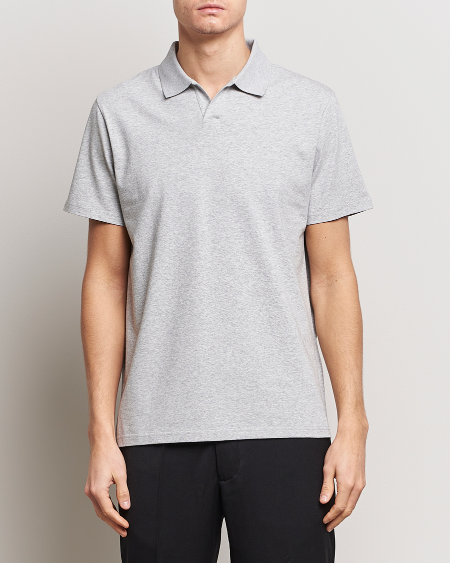 Herre | Filippa K | Filippa K | Soft Lycra Polo Tee Light Grey Melange