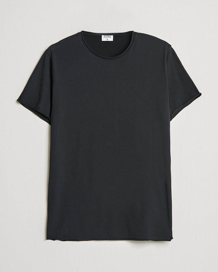 Herre | T-Shirts | Filippa K | Roll Neck Crew Neck Tee Black