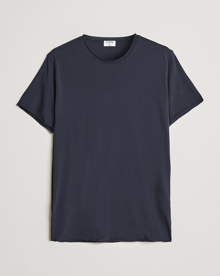 Herre | T-Shirts | Filippa K | Roll Neck Crew Neck Tee Navy