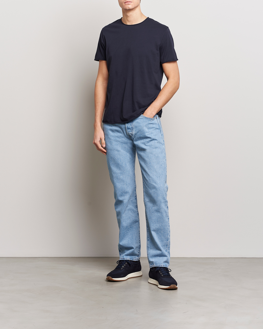 Herre | T-Shirts | Filippa K | Roll Neck Crew Neck Tee Navy