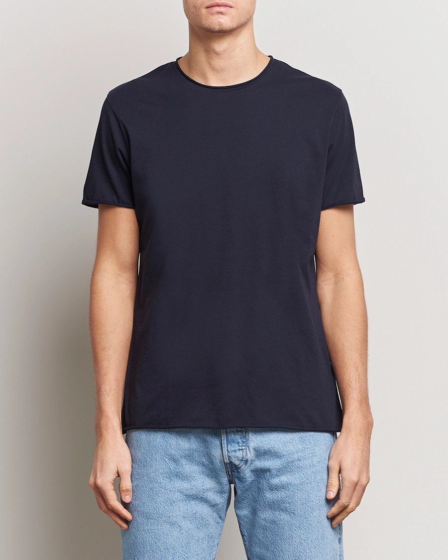 Herre | T-Shirts | Filippa K | Roll Neck Crew Neck Tee Navy