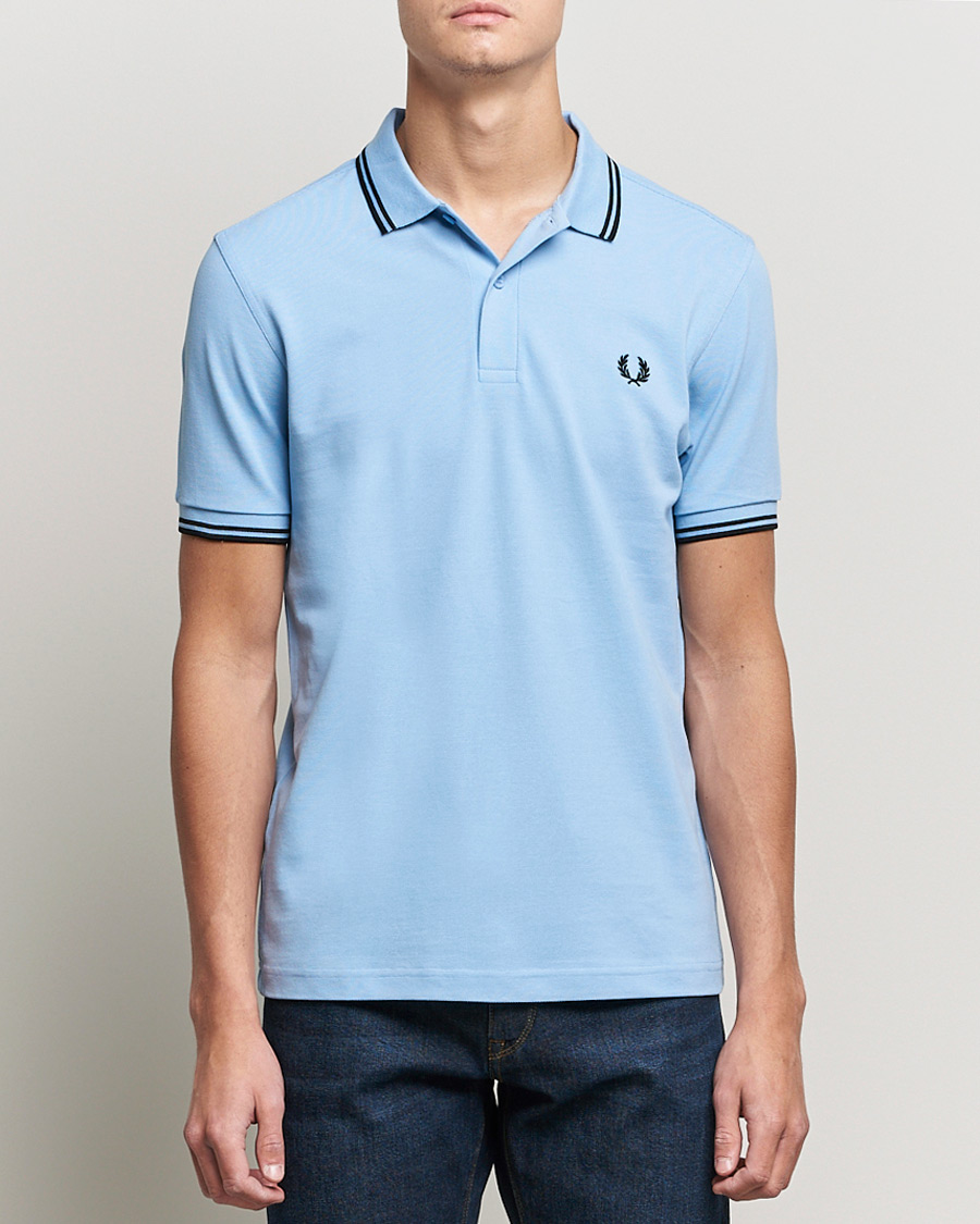 Herre | | Fred Perry | Twin Tip Polo Sky Blue Black