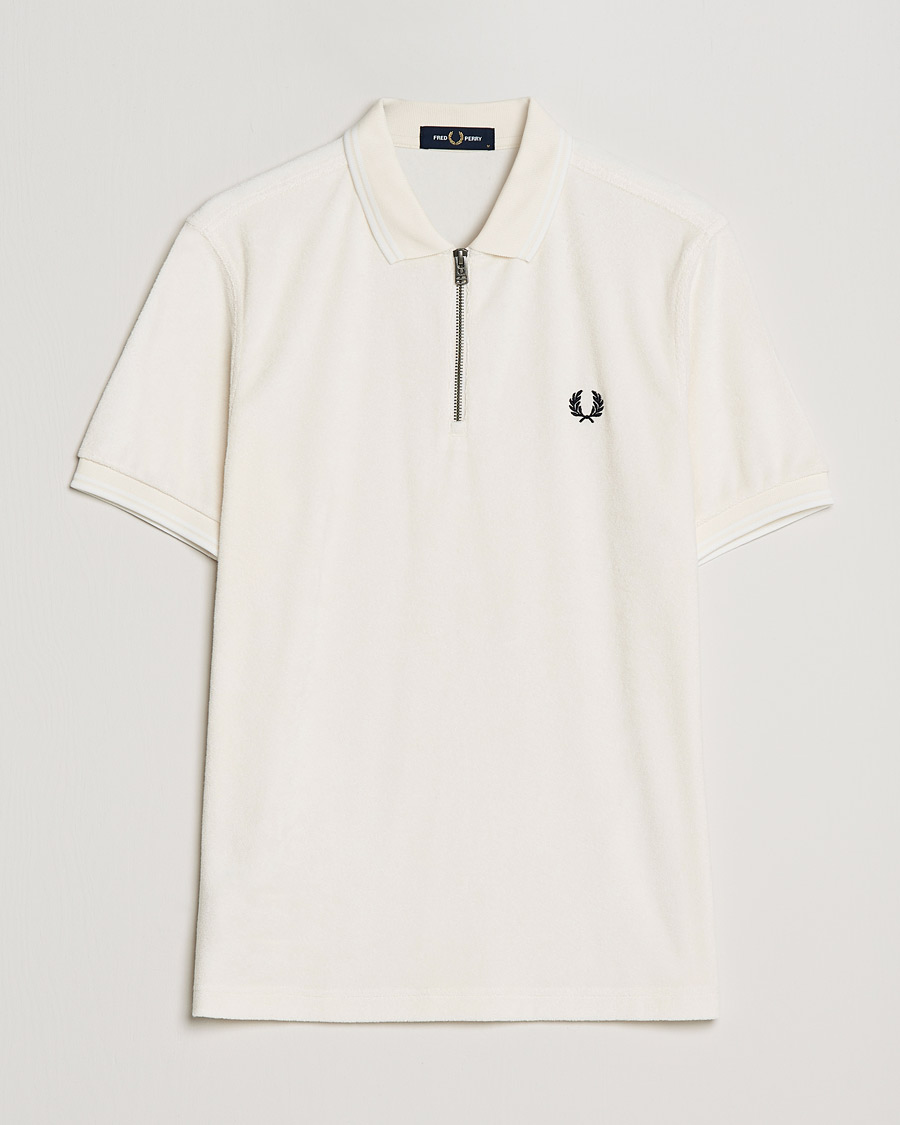 Herre | Pikéer | Fred Perry | Towelling Zip Neck Polo Ecru